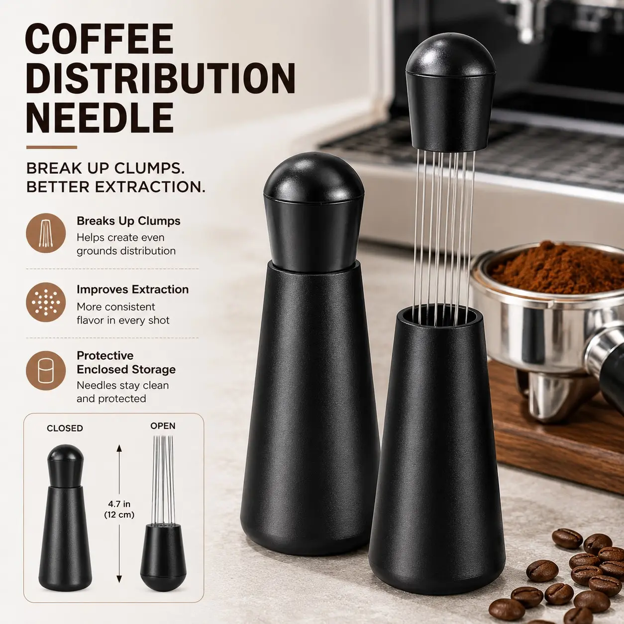 1pc Espresso Coffee Stirrer and Distributor, Loose Powder Needle, Espresso Accessory Kit, Home Coffee Tool, WDT Tool, Coffee Needle Agitator for Uniform Grinding, Smooth Extraction, Barista Additions, Espresso Tools, Coffee Accessories