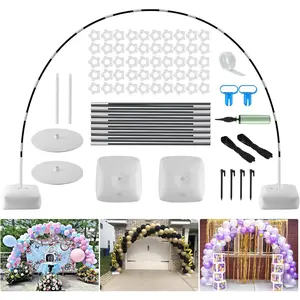 Improved Balloon Arch Kit, 10ft Wide & 9ft Tall Adjustable Balloon Arch Stand with Thicken Water Fillable Base, 50pcs Balloon Clip, Balloon Pump, Ground Nails for Wedding, Graduation, Birthday Party