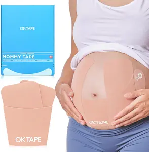 OK TAPE Pregnancy Belly Band Tape, 4 Sets, Latex-Free for Belly & Back Pain Relief, Non-Irritant Support for Pregnant Women, Precut 12 Strips, Hypoallergenic