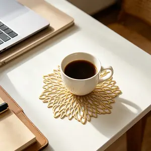 Laser-Cut Floral Aesthetic Placemats and Coasters, Anti-Slip, Heat-Resistant, Washable PVC, Ideal for Weddings, Home, Party Decor