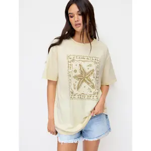 Cider Cotton Starfish Graphic Short Sleeve Oversized Tee SummerWins Dealsforyou