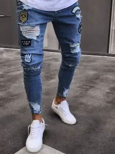 Men's Slim-Fitting Casual Streetwear Plain Jeans with Stretch, Ripped Design and Pockets, Perfect for All Seasons, Stylish Regular Fit Denim Jeans