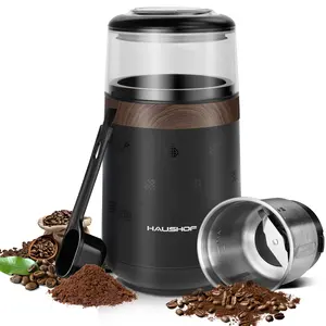HAUSHOF Coffee Grinder Electric, One Touch Design, Spice, Herb, Grinder for Coffee Bean Spices and Seeds with 1 Removable Stainless Steel Bowl, Dry Grinder-Black