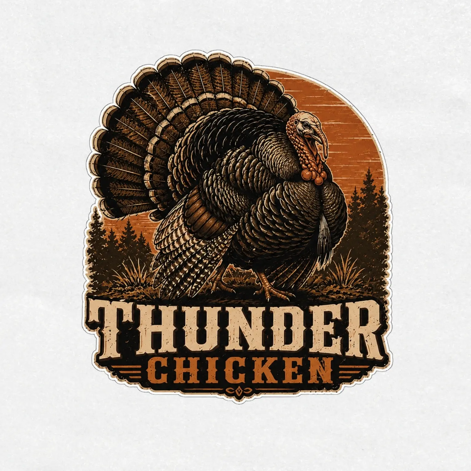 Thunder Chicken Turkey Hunting Vintage Retro Sticker  Funny Wild Turkey Hunter Decal  Waterproof Vinyl Outdoor Hunting Gift