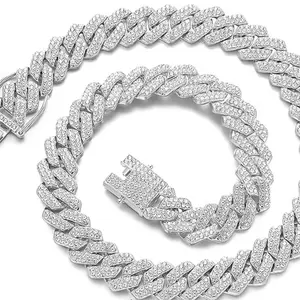 Cuban Link Chain Mens Iced Out Miami Cuban Necklace Silver/Gold Bling Diamond Hip Hop Jewelry for Women
