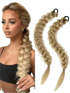 Long Hair Braided Ponytail Synthetic Fiber Fake Hair Extensions, Fashionable High Ponytail Long Hair Accessories for Women, Synthetic Braids