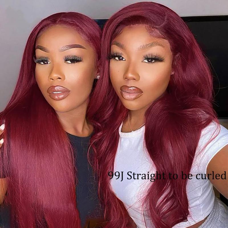 Tuneful 180% Density 99j Burgundy HD Transparent Lace Frontal Wigs Hair 99J 13x6 Straight Hair Wig Wine Red Colored Hair Wig 99j Wig for Black Women