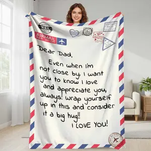 Heartfelt Letter Flannel Blanket  Dear Dad  I Love You Print  Cozy & Warm  Perfect for Father's Day  Birthday Gift  Holiday Comfort  Living Room Companion  Bedding Essential  Gift for Him summerwins