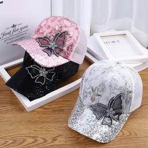 Butterfly-decorated fashionable women’s baseball cap—outdoor sports breathable mesh sun hat, a gift for friends, an everyday trendy versatile women’s hat