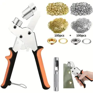Heavy-Duty Snap Fastener Pliers Set with Needle Eye Tool, Metal Buttons Suitable for Bags Shoes Clothing DIY Crafts, Sewing and Handmade Essentials Revolving Leather Belt Punch Seamless Stitching eyelet multi size