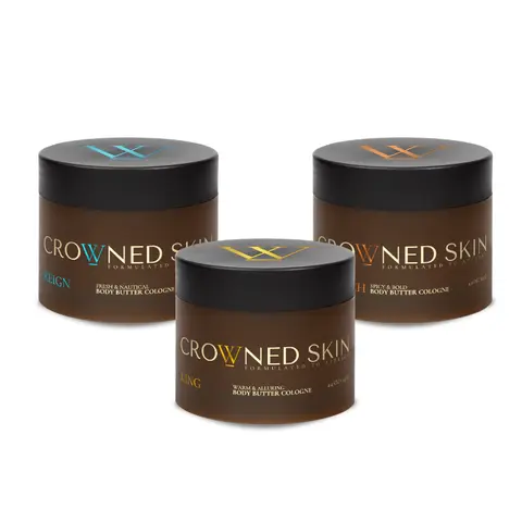 Crowned Skin King Reign Monarch Body Butter Set - Shea & Mango Butter Nourishing Moisturizer for Radiant Skin, Gentle Smoothing & Soothing Formula