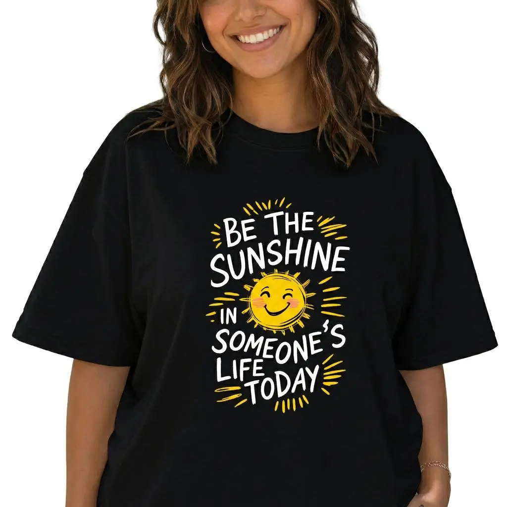 Be The Sunshine Shirt Women Plus Size Inspirational Graphic Tee Positive Sun Top