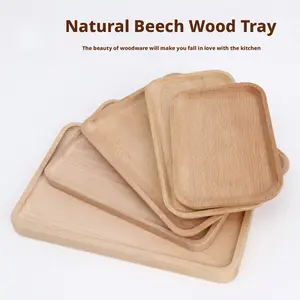 SongTai   Beech pizza board tray, wooden steak plate, fruit cutting board, household rectangular Japanese-style bread plate