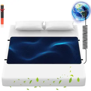 Grounding Mat for Bed, Anti-Slip PU Leather, Grounding Mat Improves Sleep, relieves Stress, with Static grounding Cord and Test Pen (Black, Queen(60.5 * 27.5 inch))