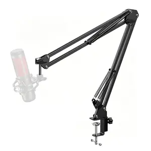 Microphone Arm Stand, Heavy Duty Adjustable Suspension Boom Scissor Microphone Stand with Clamp Clip for Podcast, Streaming, Gaming, Recording, Easy to install.