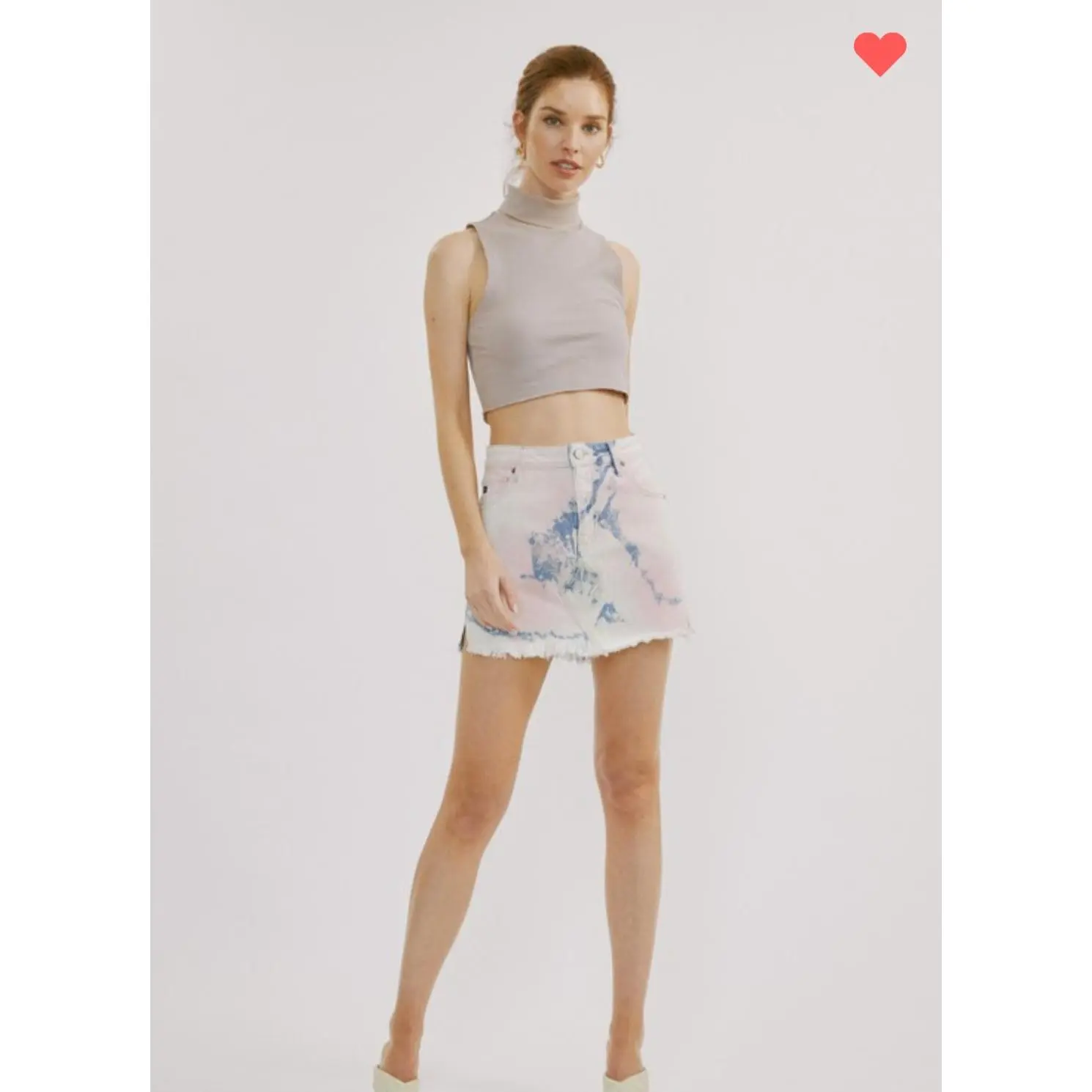KanCan Pink Tie Dye Frayed Denim Skirt