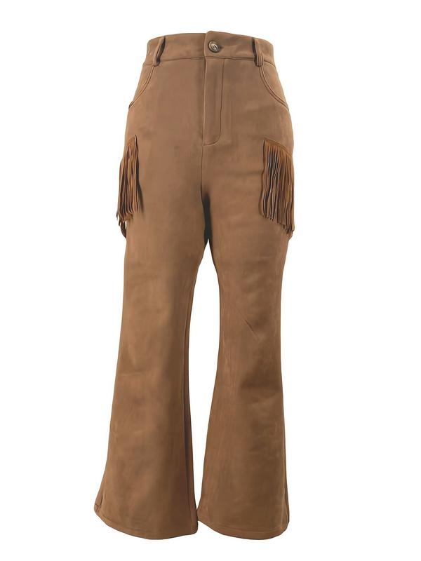 Fringe Flare Pants, Vintage Texture, Side Fringe Adds Sexiness, Micro Flare Fit, Easy American Retro Style