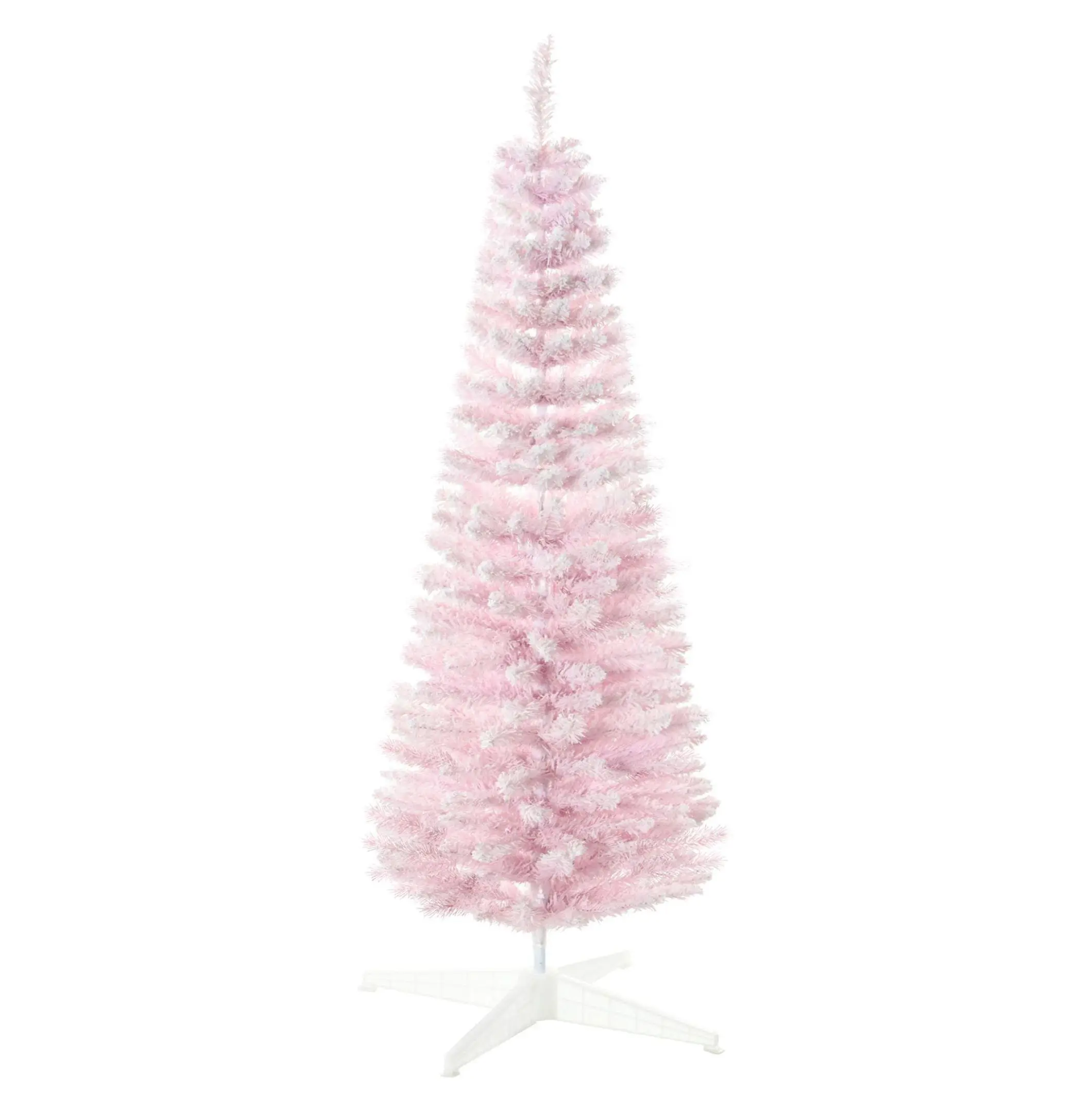 5ft Snow Flocked Pencil Christmas Tree Pink - Realistic Branches, Artificial Holiday Decor, Indoor Use