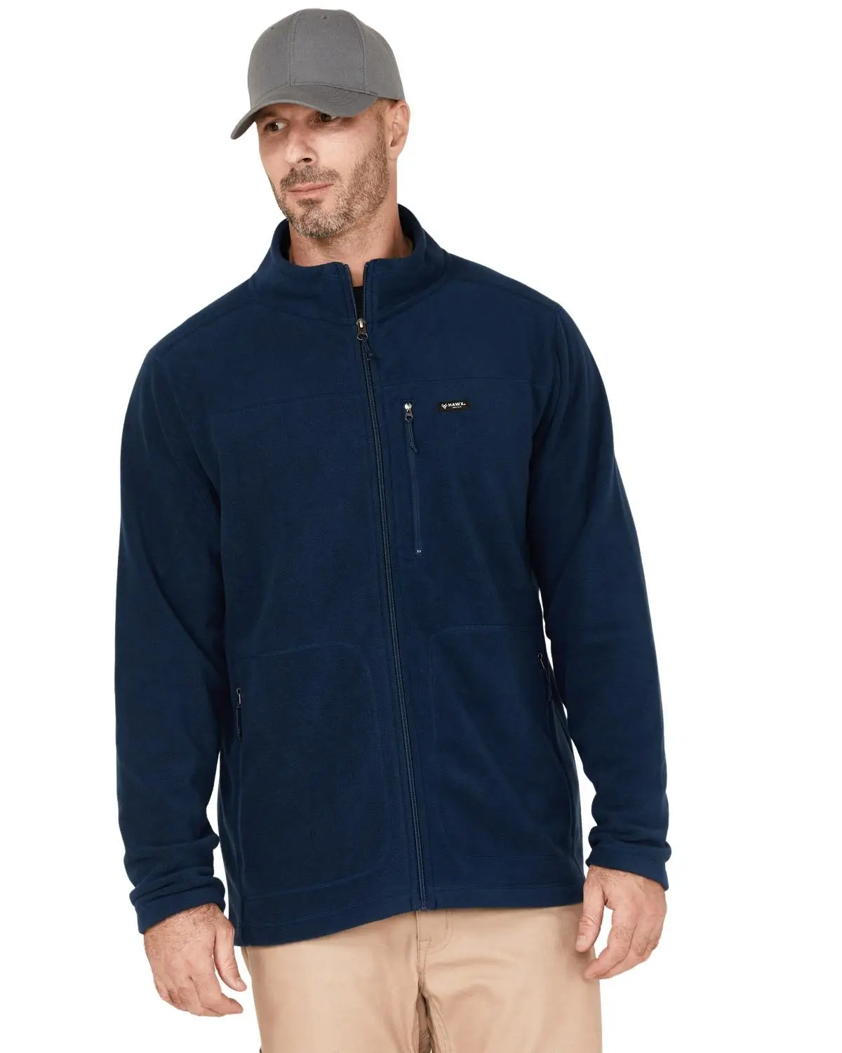 Hawx Men's Men'S Micro Fleece Water-Repellent Jacket - Hxfa22o28-Blu