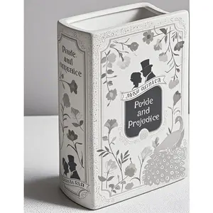 Large Ceramic Book Planter for Flowers - Decorative Vase with Classic Literature Design - Reusable Bookshelf Vase for Home Decor - Elegant Floral Display Pot - Durable Ceramic Flower Holder - 2025 Edition