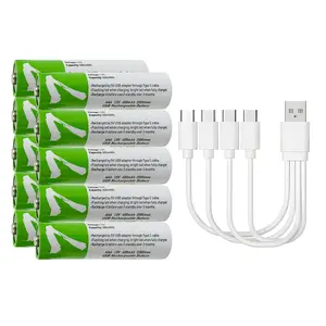 10 Pack Aaa 1.5v Constant Voltage Lithium Batteries 400mah, Includes Free Charging Cable, Reliable Power for Electronics and Gadgets, Battery Replacement, Rechargeable Battery Packs