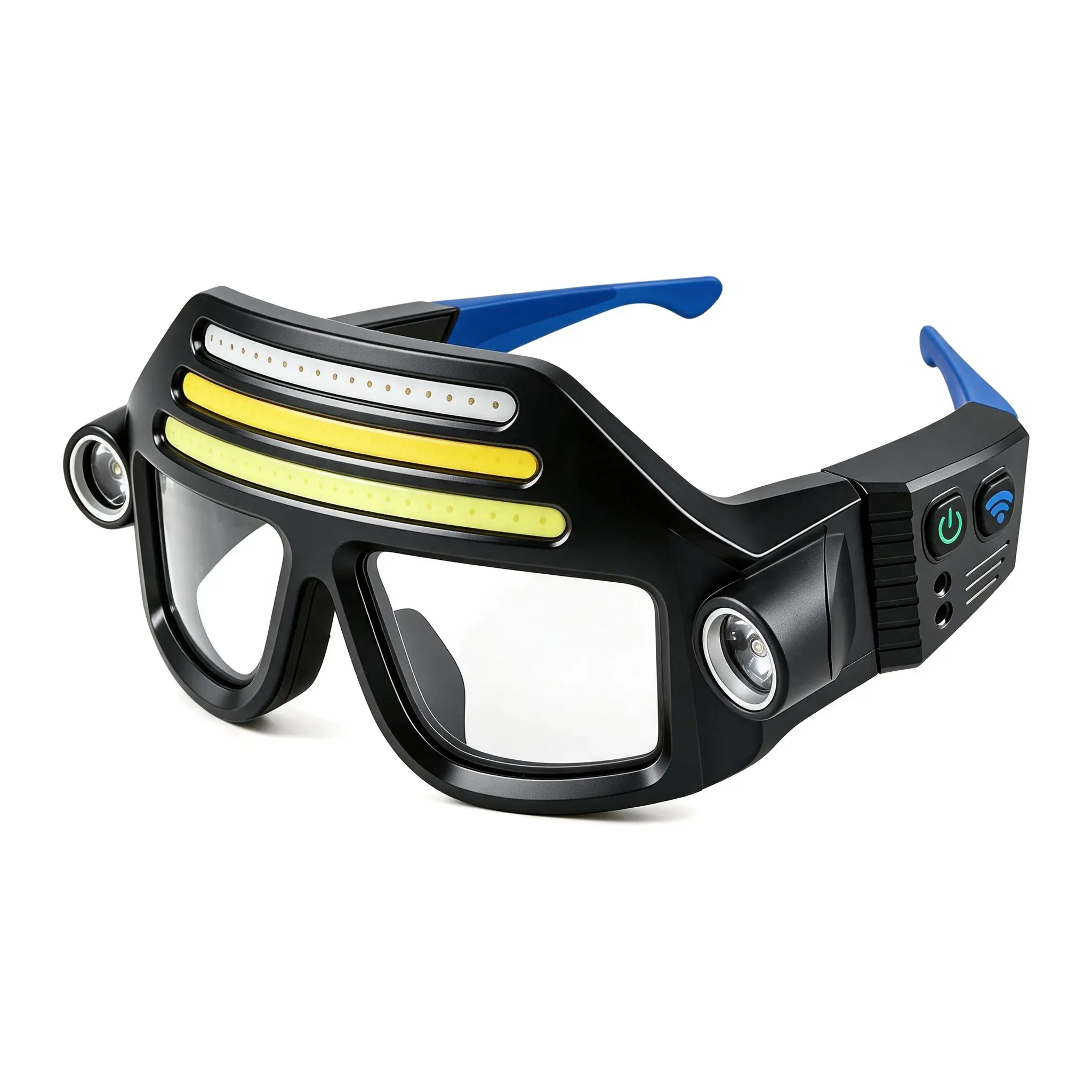 LED Work Light Goggles with Motion Sensor, Rechargeable COB Flood & Dual LED Spot Hands-Free Safety Glasses, Type-C Charging Work Lamp for Repair, Fishing, Night Workshop
