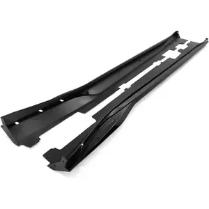 IKON MOTORSPORTS, Side Skirts Compatible with 2016-2024 Chevy Camaro, V2 Style Gloss Black PP Side Skirt Moulding Rocker Panel Splitters, 2017 2018 2019 2020 2021