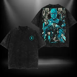 Doctor Manhattan - Watchmen Double Printed Oversize Lightweight Acid Washed Tee Super Hero TV Show Graphic Top Cotton Gift T-Shirt For Comic Lover, Gift T-Shirt For Movie Lover tees  good