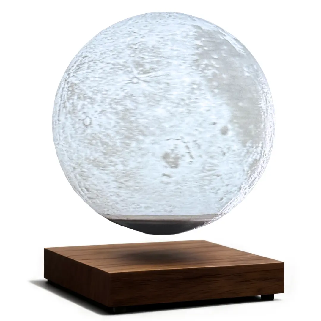 MAGECMOON Magnetic Levitating Moon Lamp  Floating Spinning Luna Night Light with 3 Color Modes Printing Floating and Magnetic Levitation Spinning in Air Freely for Home Office Desk Decor Led Lights Bedroom Cool Tech Gadgets  Father’s Day Gift Novelty