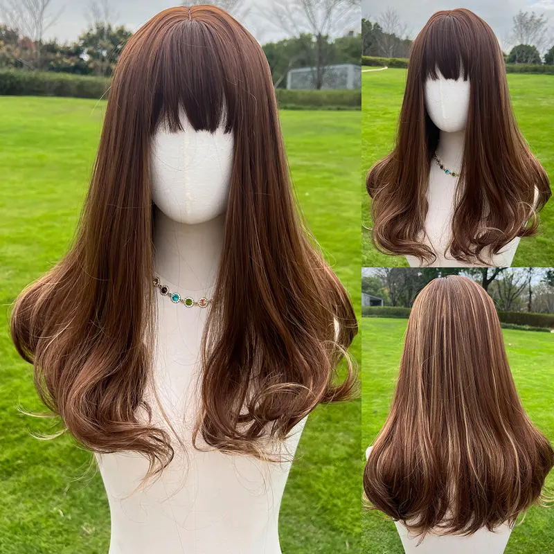 SMILCO/20-Inch | Light Brown Loose Wave With Hair Bangs | SM392 SM8012
