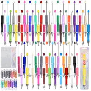 150 Pcs DIY Beadable Pen Kit Multicolor Bulk Ballpoint DIY Crafting Pens with Refills & Bags for Students Teens Teachers School Office Accessories Supplies