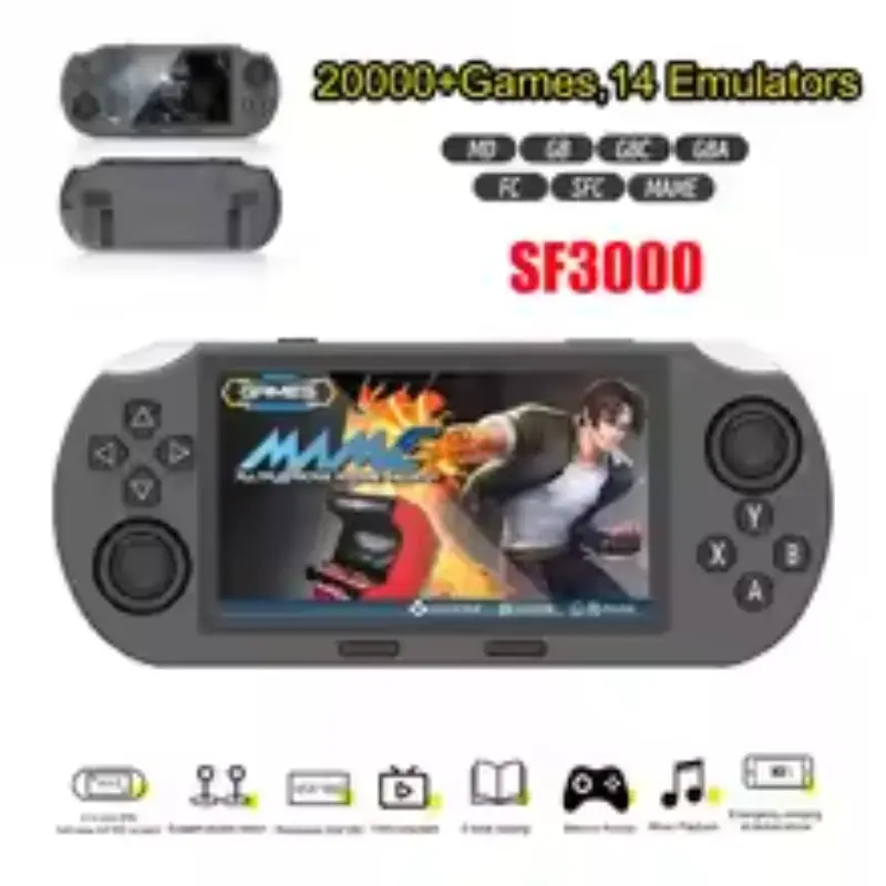 Sf3000 Retro Game Console 64GB, Portable Video Game Machine with 20000+ Classic Games, 4.5 Inch HD Screen, TV Output Support, Perfect Gift，Holiday GIft, Digital Console