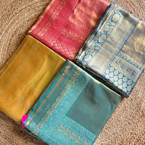 Soft crush tissue Kanjiveram silk  saree