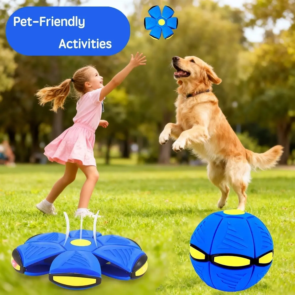 Durable UFO Shape 5-in-1 Dog Decompression Toy - 2-in-1 Pet Frisbee & Kid's Catch Toy, Step-Resistant, Versatile Fun, Bonding Boost, Suitable for Indoors or Outside Frisbee Play