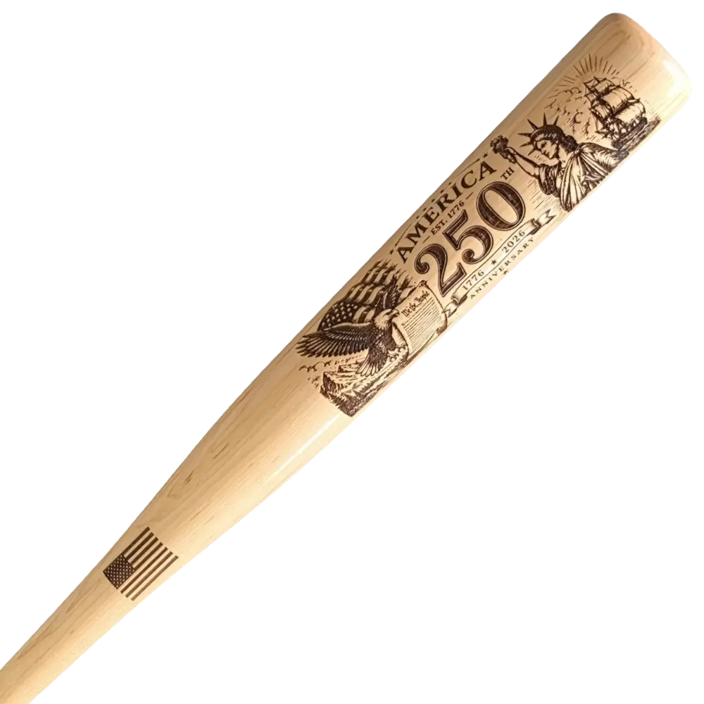 America 250 Laser Engraved Baseball Bat – 250th Anniversary Wooden Bat – Made in USA