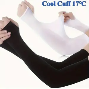 Ice Silk Sun Protection Arm Sleeves with Thumb Hole, Unisex Cooling Compression for Cycling Sports