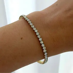 EVRY JEWELS Gold or Silver Plated Women's Evryday Ice Stretch Tennis Bracelet