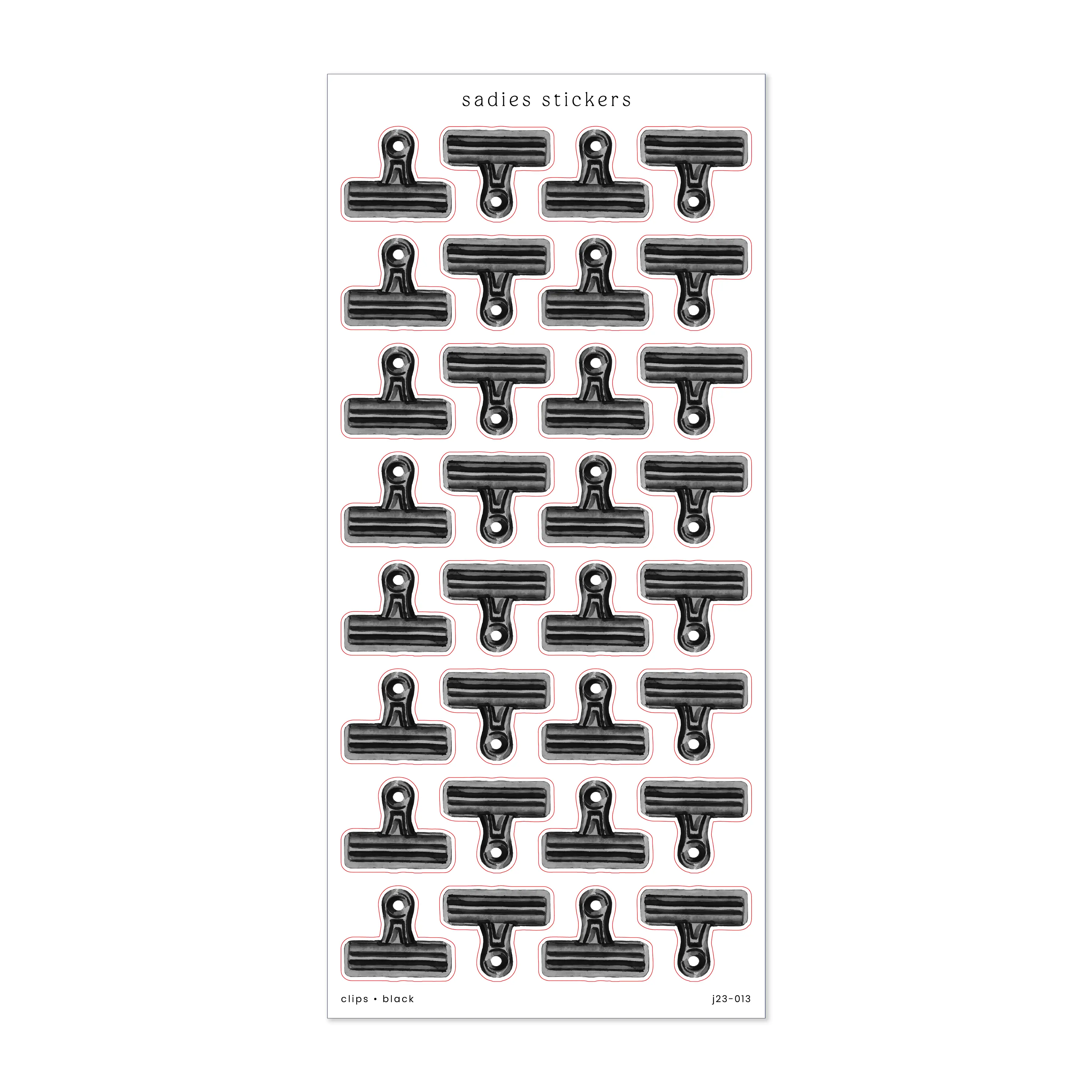 Clips • Black • Sticker Sheet • Stickers for Scrapbooking, Journaling, Bullet Journal, Junk Journal, Planner, Calendar