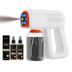 Self-tanning spray machine, with 2 x 60ml bottles of self-tanning spray,White At Home Spray Tan Kit – Lightweight compatible with all self-tanning solutions, airbrush finish, self-tanning device