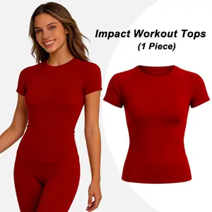 HALO Impact Women's Workout Tops Short Sleeve Moisture Wicking Breathable Gym Tops for Women Athletic Activewear for Yoga Fitness Running Daily Exercise