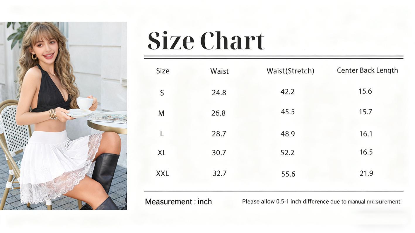 Women's Low-Rise Pleated Lace A-Line Flowy Midi Sports Skirt - Ruffle Hem, Non-See-Through Fabric, Cowgirl-Inspired Western Style, Gym-Friendly, S-2XL, Festival & Outdoor Use, Yes to Active Day Support (Sports & Outdoor Clothing)