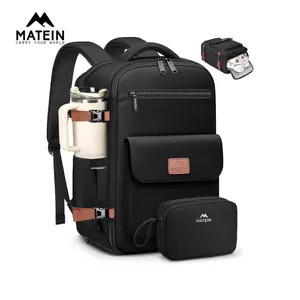 MATEIN Personal Item Backpack for Frontier Underseat Travel Backpack with Water Bottle Holder Fit 15.6" Laptops, TSA Approved Luggage Bag with Shoe Compartment for Airlines, 2 Pcs Set