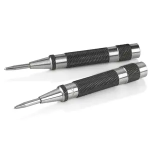 Heavy Duty Automatic Center Punch with Hardened Steel - Pack of 2  Universal Metal Hand Tool for Machinists and Carpenters Spring  with Adjustable Knurled Cap and Hard-Shell Carry Case