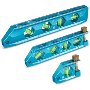 3-Piece Level Tool Set, Magnetic Torpedo Level Included 2.5", 6.25", 8" Leveler with 0?/30?/45?/90? Bubbles, V-Groove, Large Viewing Window, Aluminium Alloy Construction, SAE and Metric Scale