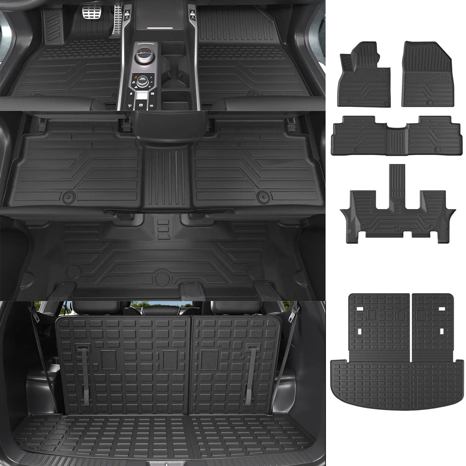 [Fits 20-25 Telluride] Floor Mat Compatible with 2020-2025 Kia Telluride Trunk Mat with Backrest Mat 3rd Row Replacement for 2020 2021 2022 2023 2024 2025 Kia Telluride Accessories(Trunk Mat with Backrest Mat,Floor Mat)