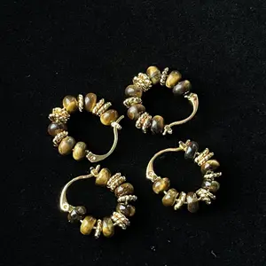 Amber Jungle Hoop Earrings - Elegant Hoop Design with Natural Amber Color and Lightweight Metal earring woman chunky  claddagh