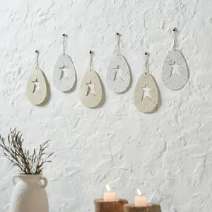 Galvanized Metal Easter Egg Prim Star Ornament Set