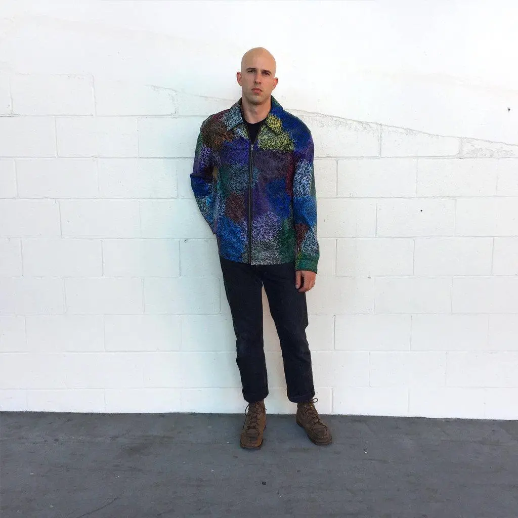 SQUIGGLY LINE PAINTED LEATHER JACKET