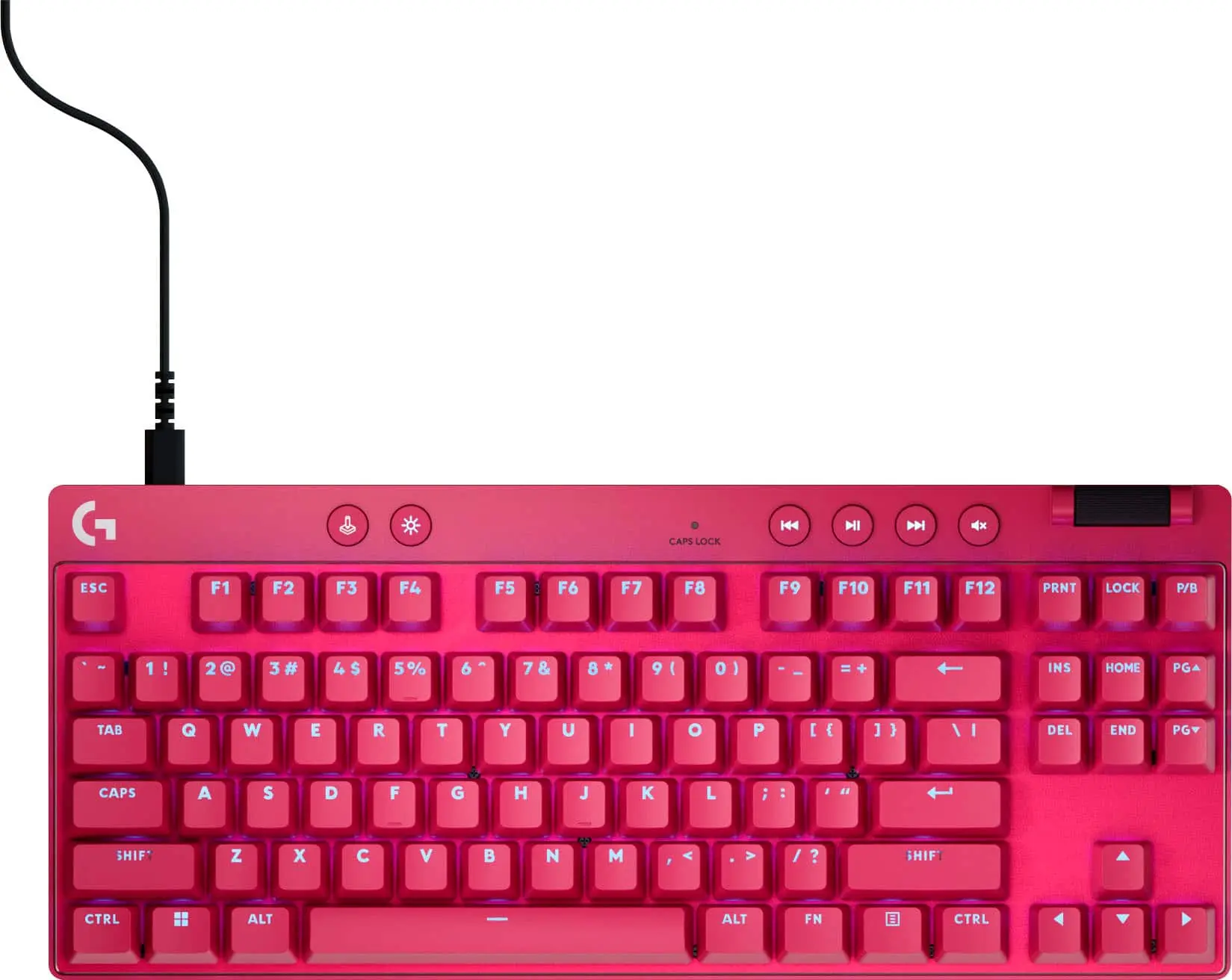 Logitech - PRO X TKL RAPID Wired Hall-Effect Gaming Keyboard with Magnetic Analog Switch and Customizable RGB Lighting for PC - Magenta Pink