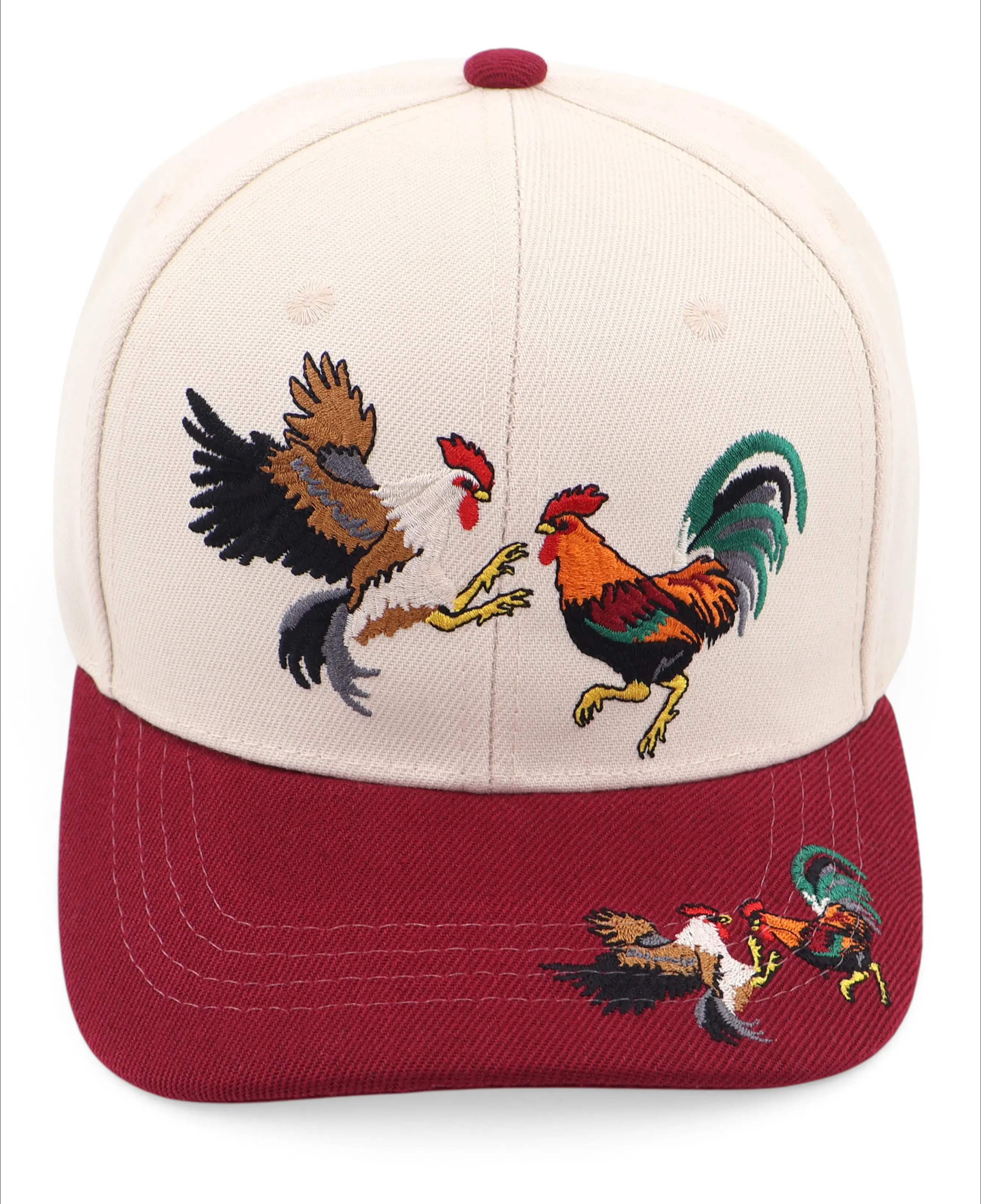 Double Rooster Embroidered Hat - Unique Design with Embroidery - Stylish and Elegant Accessory for Any Occasion